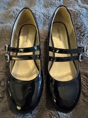 Nordstrom Kids Black Patent Double-Strap Mary Jane Shoes
